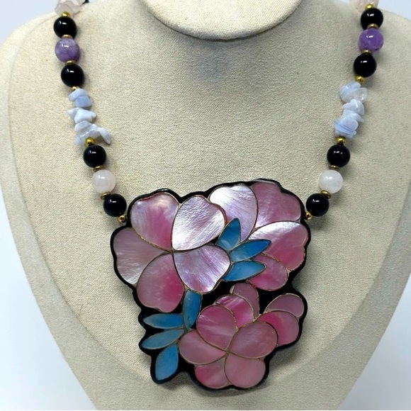 Lee Sands Pink Plumeria Floral Necklace - Picture 3 of 12